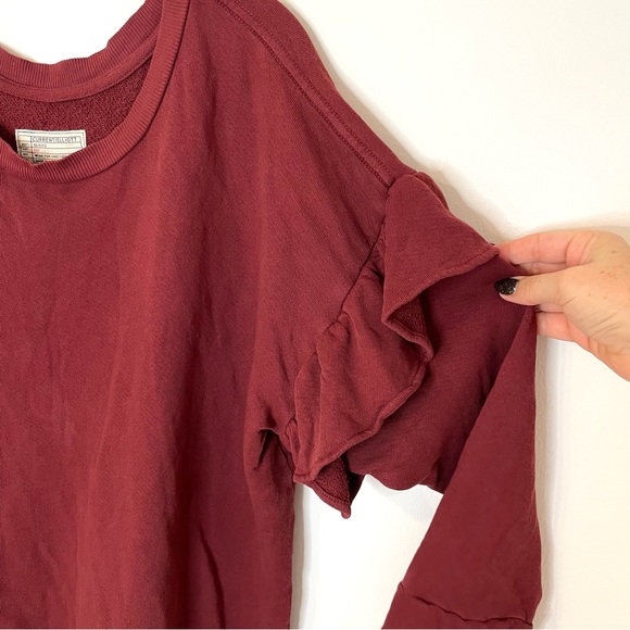 NWT Current/Elliot Ruffle Sweatshirt Cabernet Size 3 Large Cotton Feminine - Picture 9 of 17